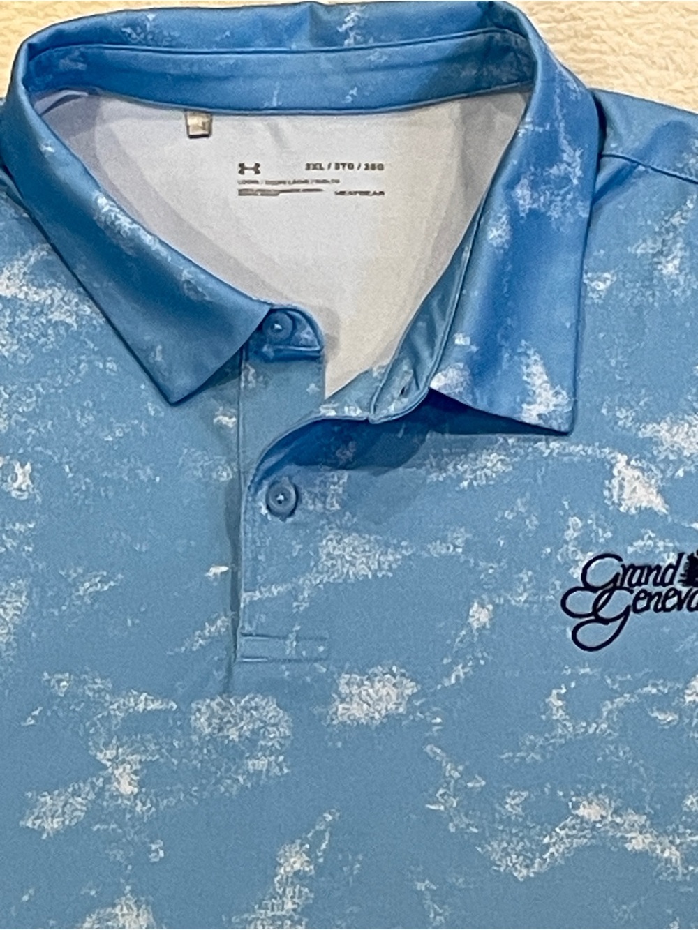 Under Armour Grand Geneva Golf Polo Shirt Mens 3XL Blue HeatGear Void Print